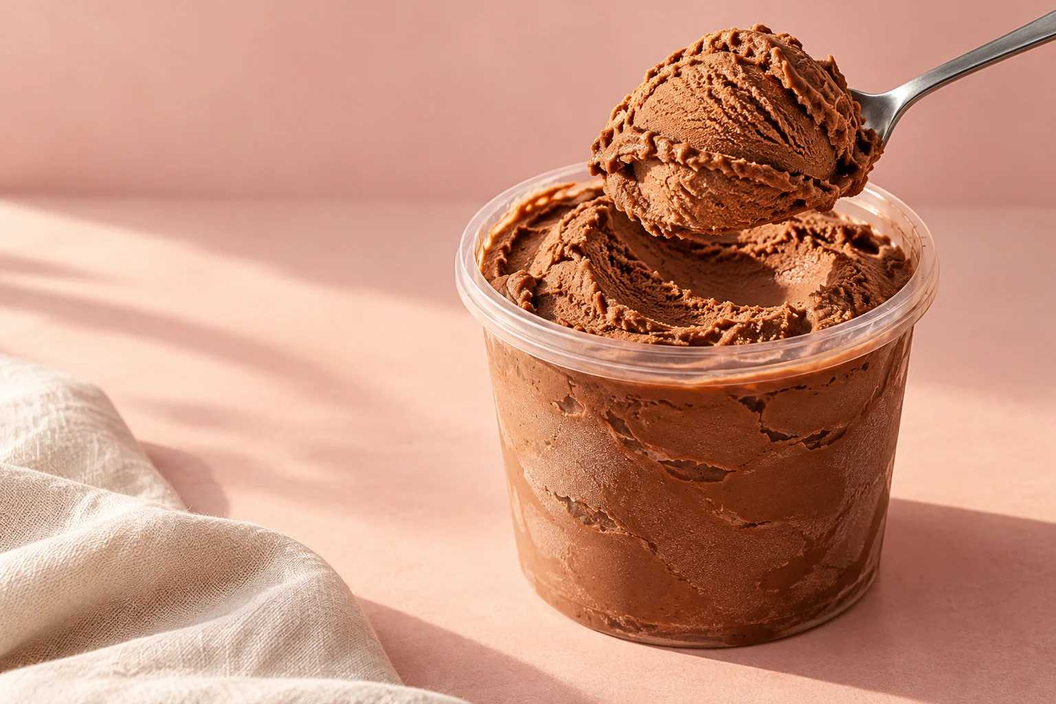 Styled illustration of chocolate peanut butter in a clear pint