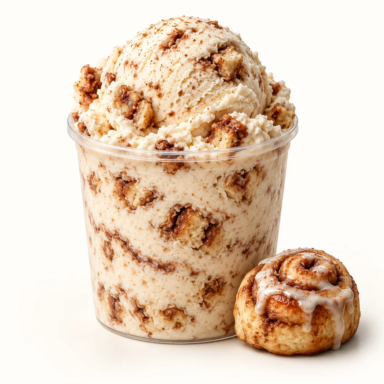 Styled illustration of Cinnamon Bun in a clear pint
