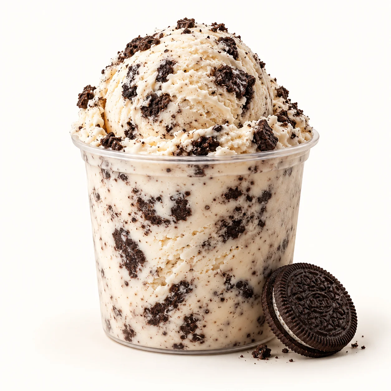Styled illustration of Cookies & Cream in a clear pint