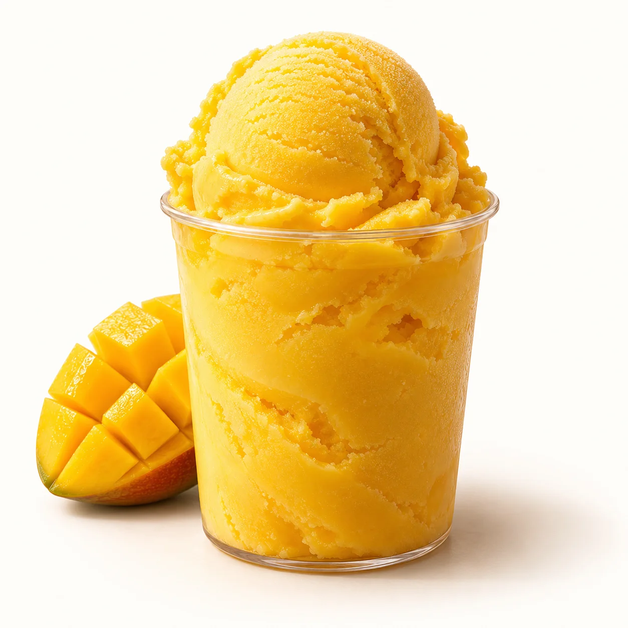 Styled illustration of Mango Sorbet in a clear pint