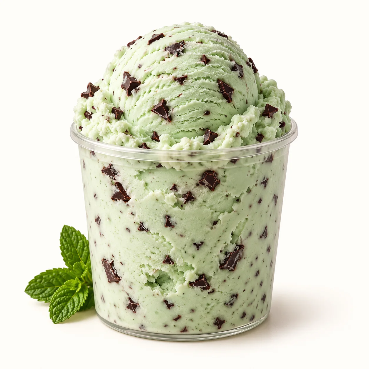 Styled illustration of Mint Chocolate Chip in a clear pint