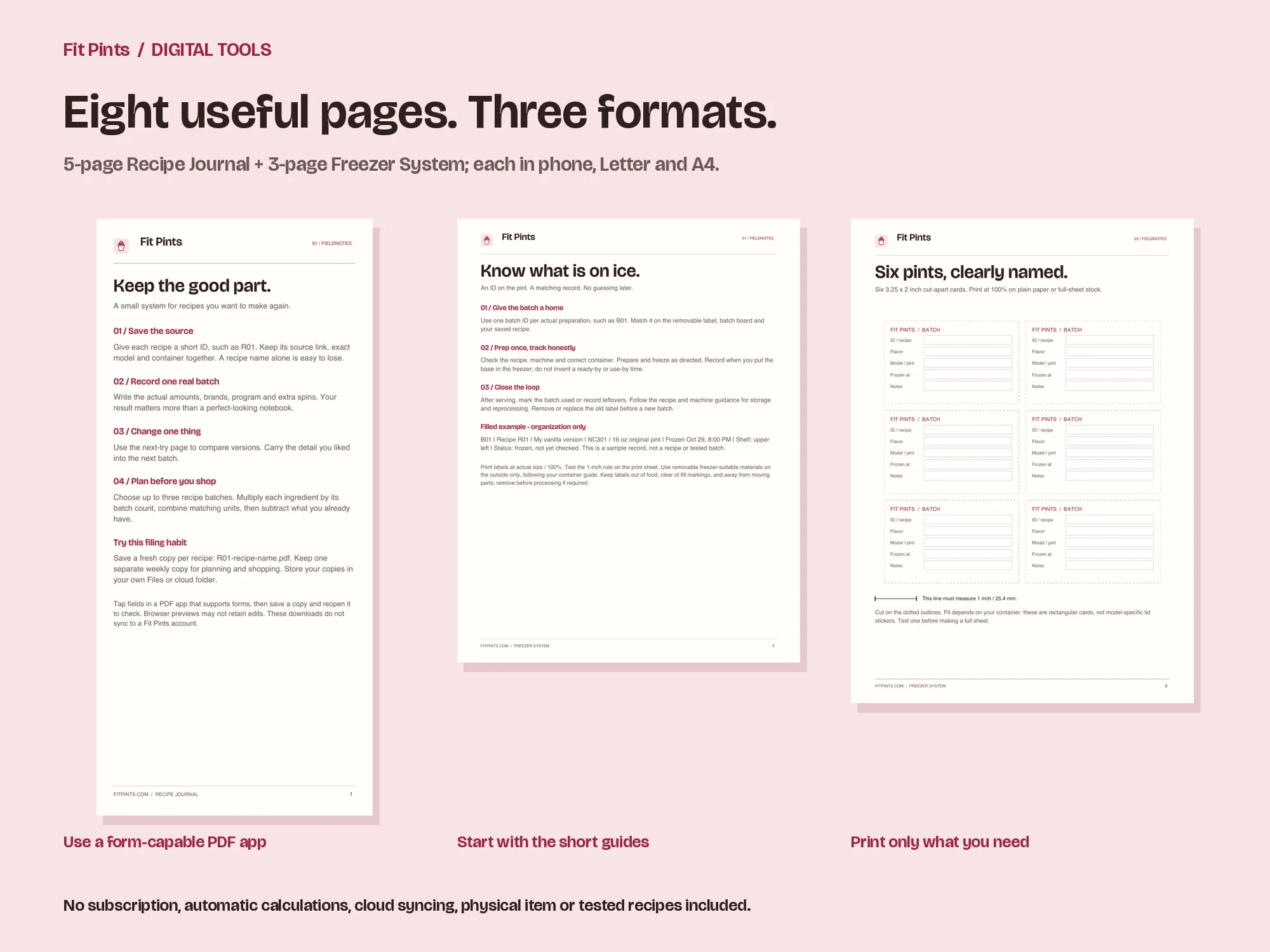 Pint Routine Bundle: phone, us letter and a4 formats