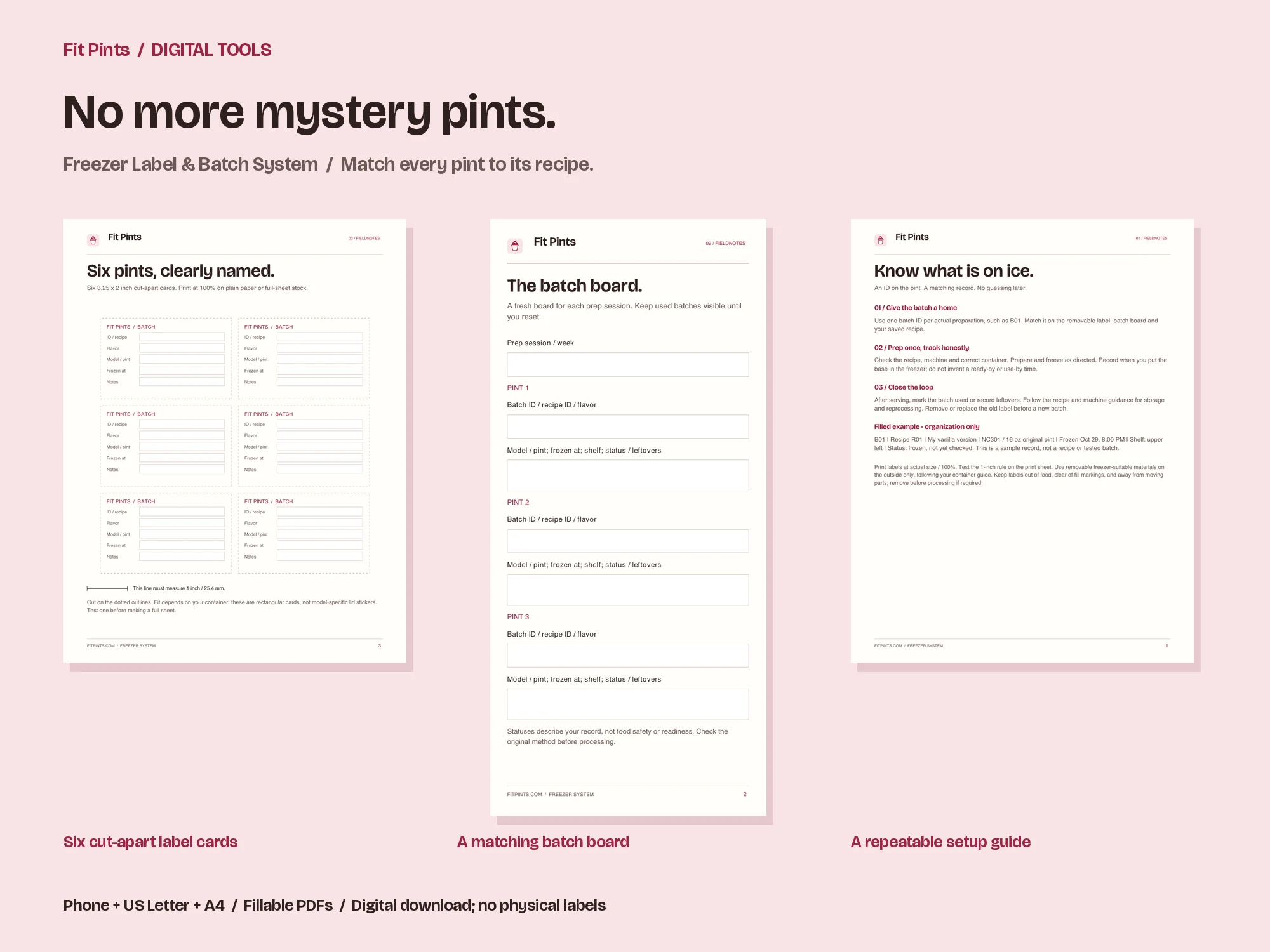 Actual Freezer Label & Batch System pages