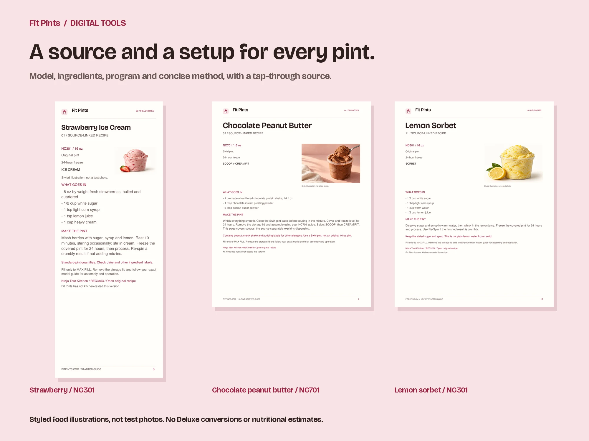 Actual recipe pages from the guide