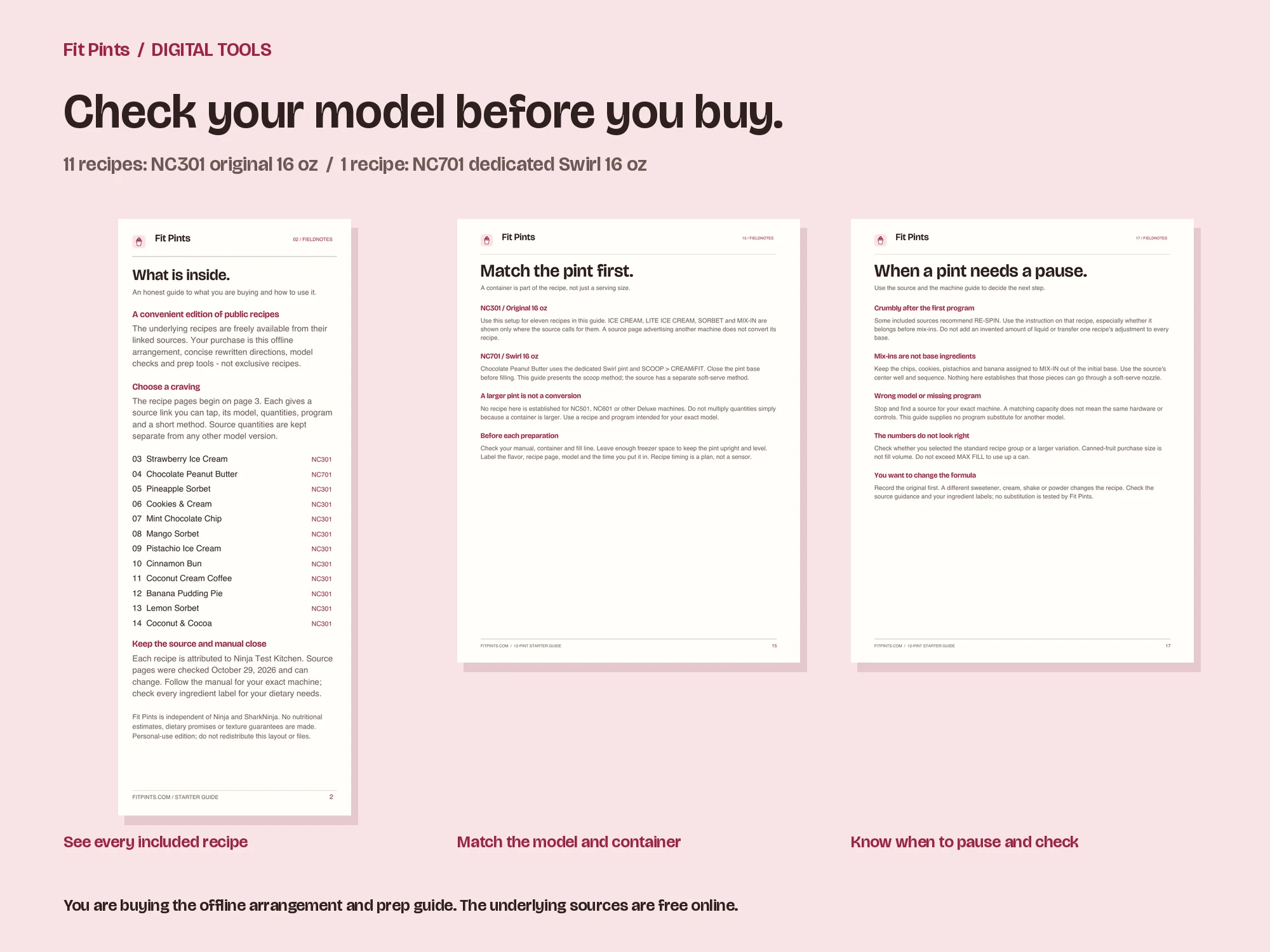 Actual prep plan and model guidance pages
